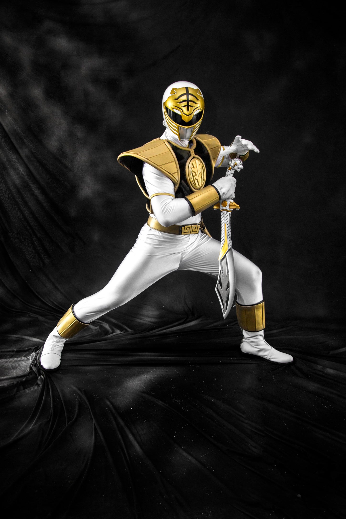 ANIKI White MMPR Cosplay Kiba Costume Ranger