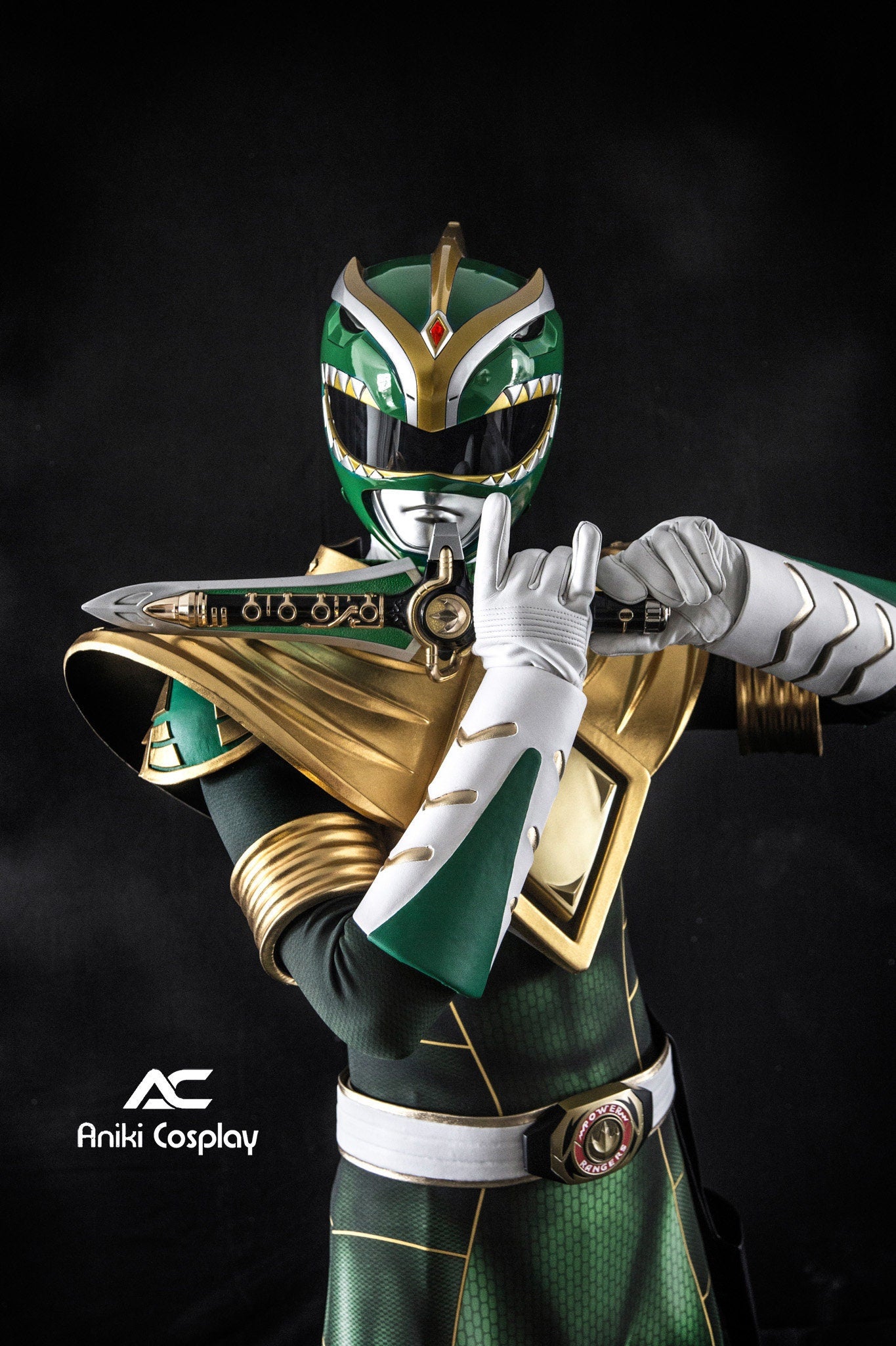 ANIKI Green Ranger BITS 2014 version MMPR Cosplay Costume