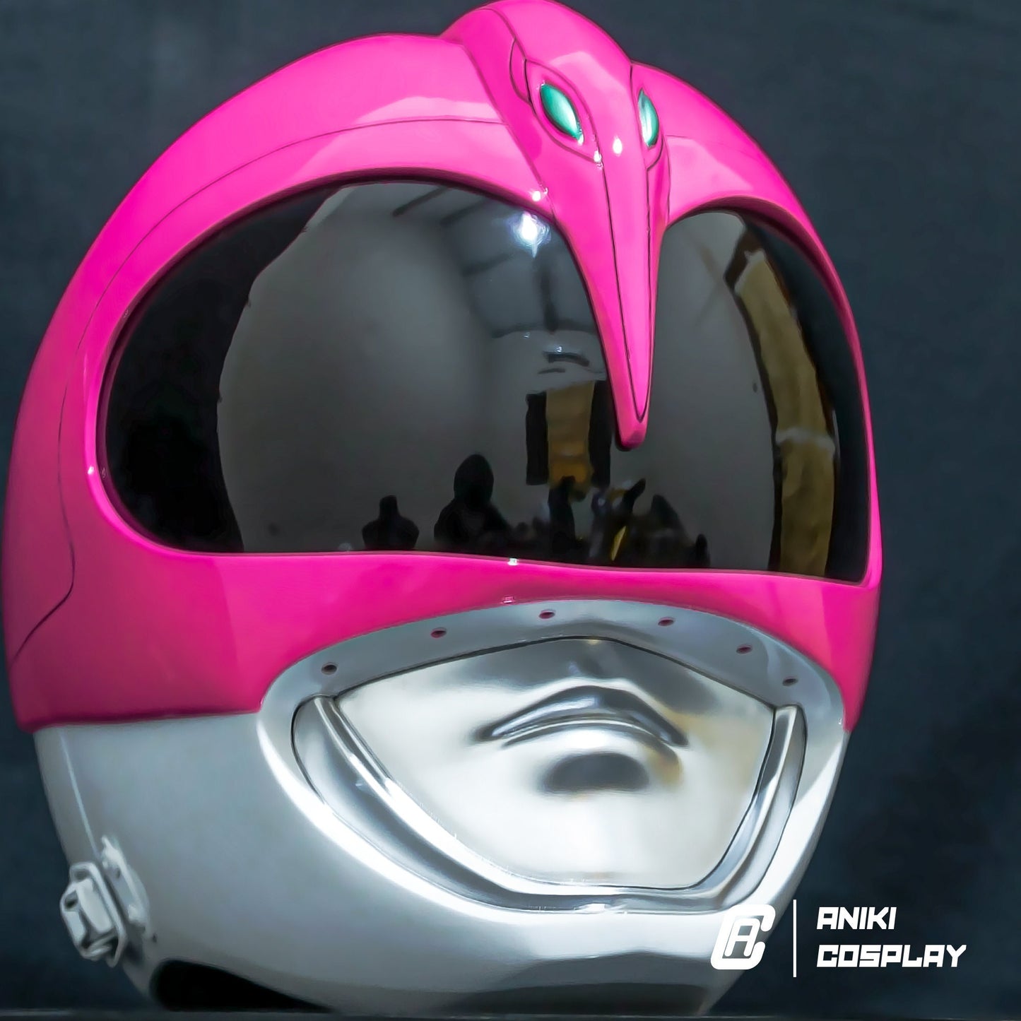 ANIKI Pink MMPR Ranger Cosplay Helmet Mask Collectible Replica