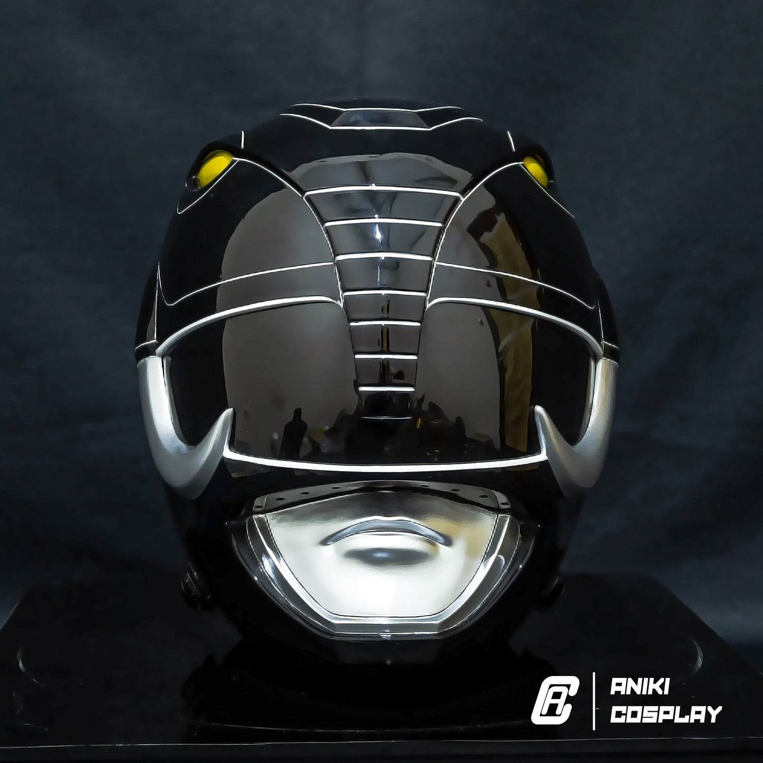 ANIKI Black Ranger MMPR Cosplay Collectible Helmet Mask Replica