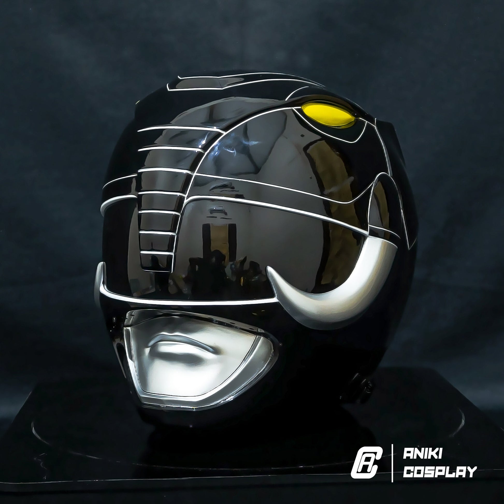 ANIKI Black Ranger MMPR Cosplay Collectible Helmet Mask Replica