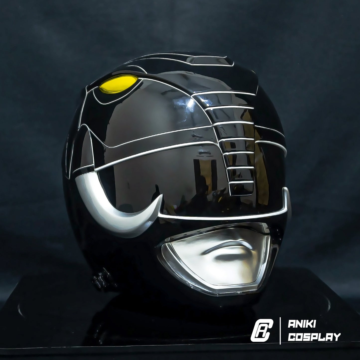 ANIKI Black Ranger MMPR Cosplay Collectible Helmet Mask Replica