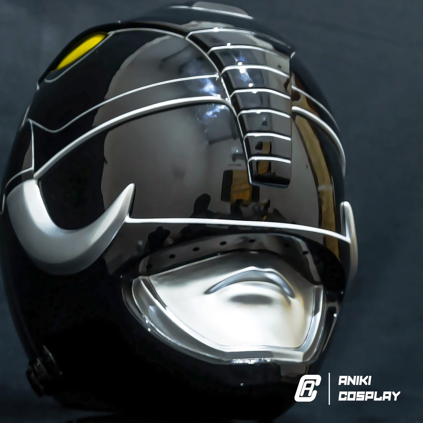 ANIKI Black Ranger MMPR Cosplay Collectible Helmet Mask Replica