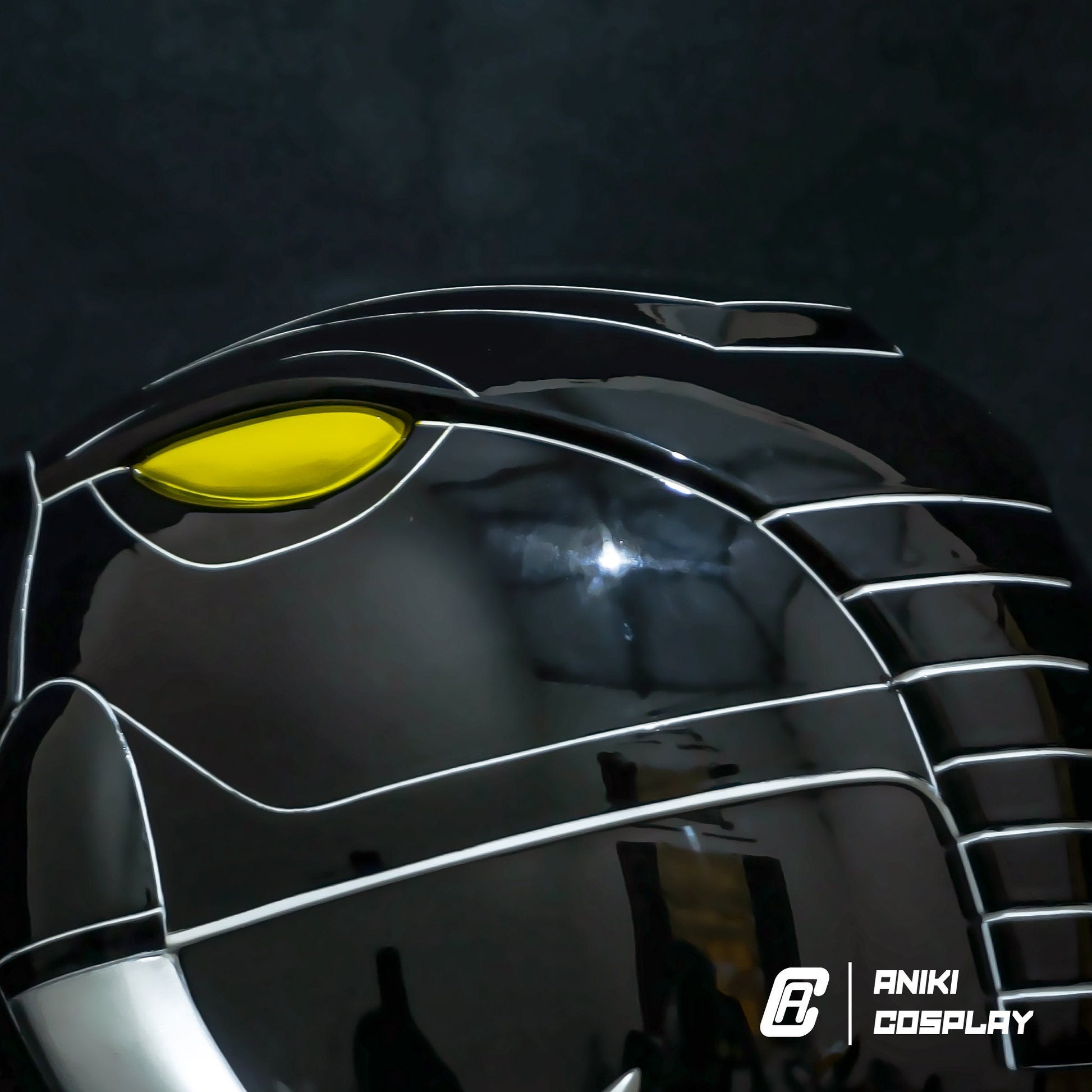 ANIKI Black Ranger MMPR Cosplay Collectible Helmet Mask Replica