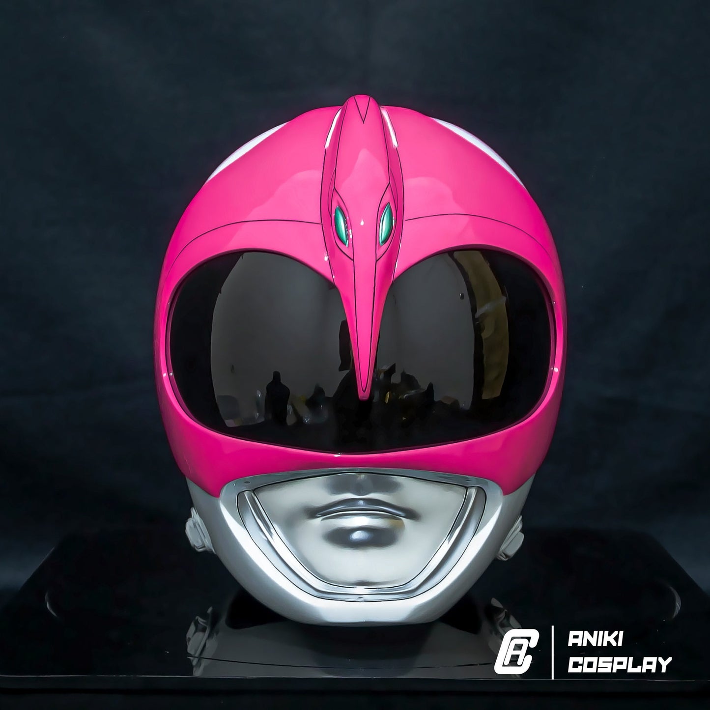 ANIKI Pink MMPR Ranger Cosplay Helmet Mask Collectible Replica