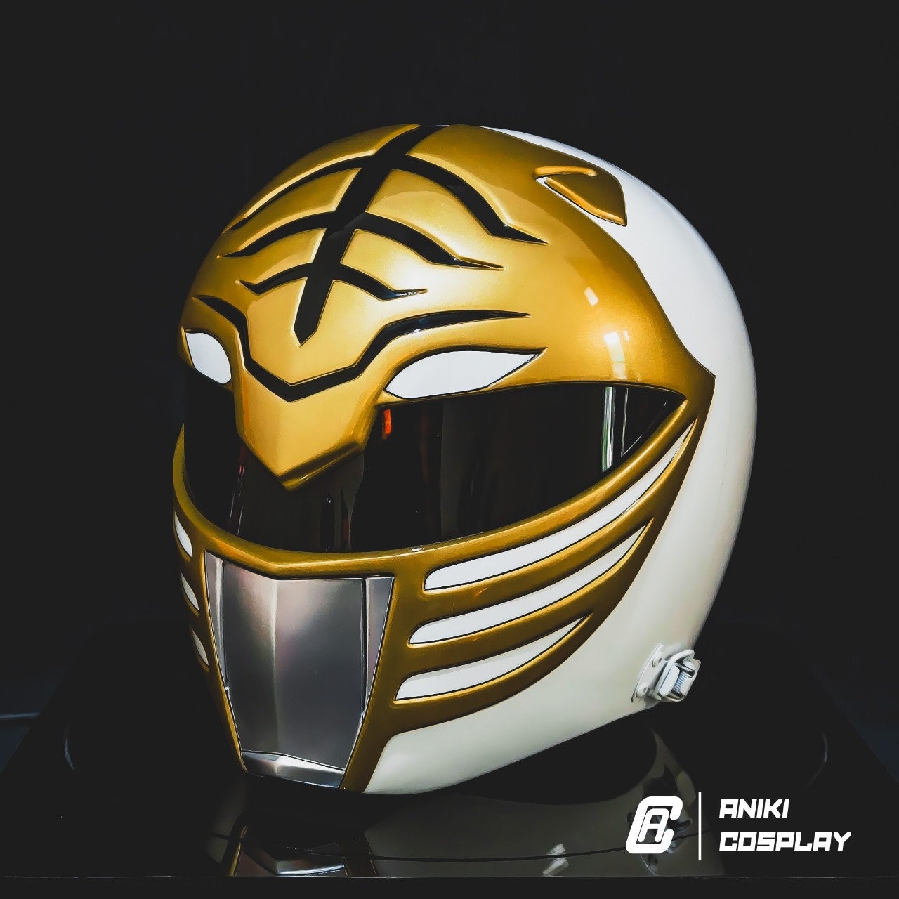 ANIKI White Ranger Cosplay MMPR HELMET